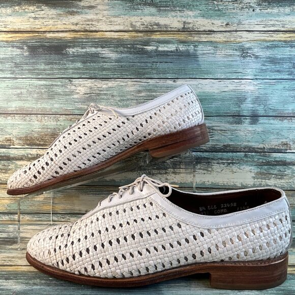 Allen Edmonds Seville Oxfords Mens 8.5 EEE White Basket Weave Leather Dress Shoe main image 11